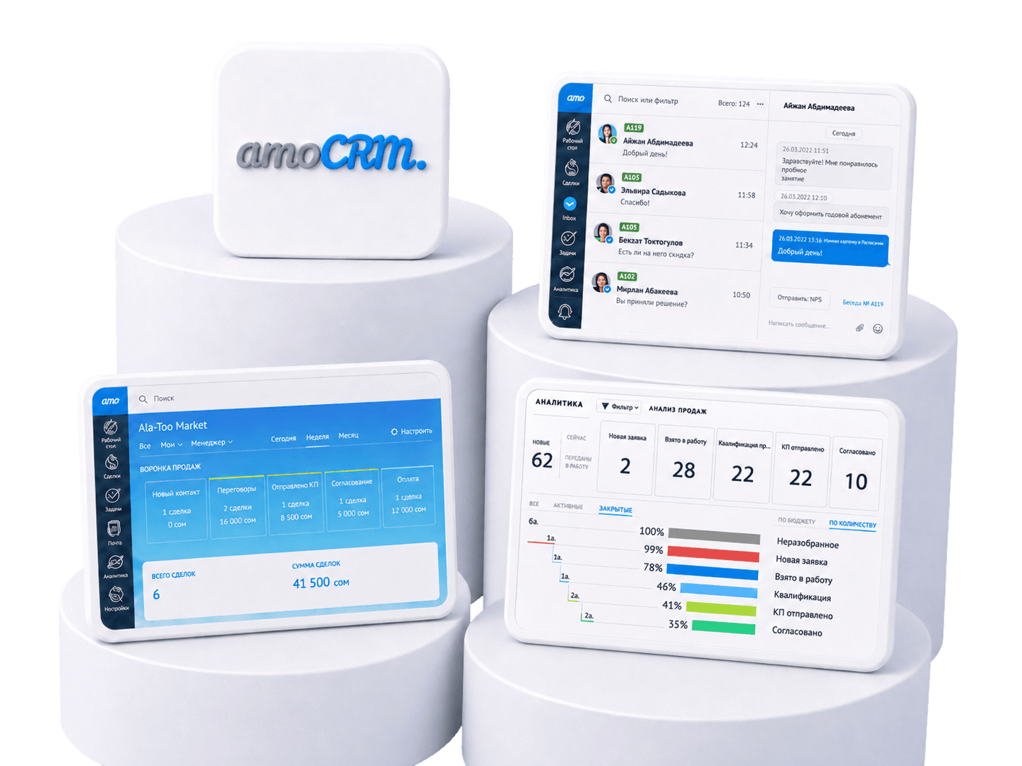 Интерфейс amoCRM для автоматизации отдела продаж